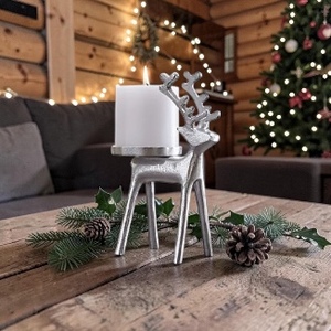 Porte-bougie en métal en forme de cerf, artisanat traditionnel, décoration de Noël - Product Image 3