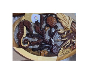 Art mural en bois Intarsia d'usine du Vietnam/conception en bois artisanale avec crochet inclus pour les cadeaux de décoration de fête à la maison - Product Image 2