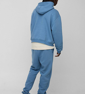 Conjunto de Chándal con Capucha Azul Unisex con Logotipo Personalizado, de Algodón, Manga Larga, Corte Holgado, Informal, Transpirable, con Logotipo Estampado en la Parte Delantera - Product Image 2