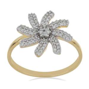 Bague en or massif 14 carats sertie de diamants blancs cultivés en laboratoire, faite à la main, bijoux en gros, bague pour femme, design floral unique, cadeau pour elle - Product Image 2