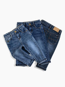 Jeans de Mezclilla Elásticos para Niños, Personalizables, Blancos Desgastados, Corte Ajustado, Cintura Elástica, Cinco Bolsillos Clásicos, para Primavera/Otoño - Product Image 5