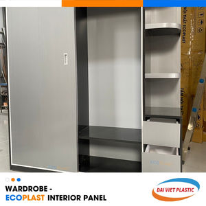 Modern <b>Light</b> Grey Wardrobe Sliding Door PVC Interior Panel Vietnam Manufacturing Factory for Housing - Product Image 4