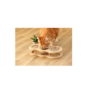 Pet Feeding <b>Stand</b> With Two White <b>Bowls</b> Rectangle Indoor Durable Design Adjustable Height Pet <b>Bowl</b> <b>Stand</b> Wooden Cat and <b>Dog</b> - Product Image 6