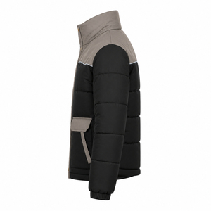 <b>Mens</b> Color Block Streetwear Thick Puffer <b>Jacket</b> Wholesale Polyester Padded Coat Reflective Piping Zipper Closure Winter Stand - Product Image 5