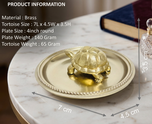 Jaipur Metals Pure Brass Plated <b>Tortoise</b> Idol | 100% Brass Turtle Statue | 7 x 4.5 x 3.5 cm | 65 g | Vastu Decor & Gift - Product Image 2