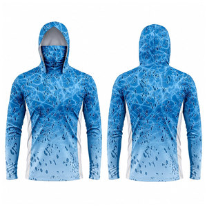 T-shirts de pêche à manches longues pour hommes en bambou recyclé, respectueux de l'environnement, avec protection UV UPF50+, évacuation de l'humidité et masque intégré - Product Image 1