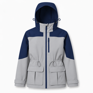 Custom <b>Waterproof</b> Hooded <b>Parka</b> Jacket Windproof Winter Outdoor Coat Color Block Design with Utility Cargo Pockets Casual Wear - Product Image 5