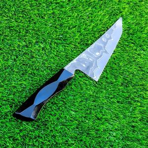 Cuchillo de Chef Damasco Profesional con Botón de Empuje, Hoja Recta de Acero de Alto Carbono, Mango de Madera, 13 Pulgadas de Longitud Total, DIY OEM - Product Image 1