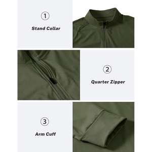 T-shirt de sport léger à manches longues pour homme, demi-zip, tricoté, extensible, pour l'entraînement et le fitness, avec fermeture éclair 3/4 - Product Image 4