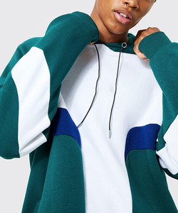 Hot Saling <b>Men</b> Color Blocking Hooded Tracksuit Set Full Sleeve Loose Fit Sweatshirt With Side Pockets Casual Autumn Style - Product Image 3