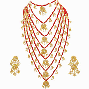 Indian Stylish Layered Pearl Rani Haar Long Kundan Necklace Zircon Alloy Jewellery Set Wedding Engagement Party Gift Hiphop Gold - Product Image 4