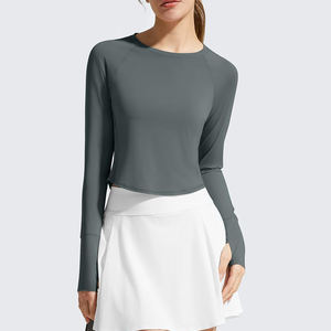 Tops de Yoga de Estilo Único para Mujer, Ropa de Verano para Entrenamientos, Color Sólido, Tejido de Punto, Personalizado, Estilo Casual, Top de Yoga para Mujer - Product Image 4