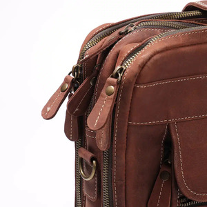 Leather <b>Laptop</b> Briefcase Classic Brown Shoulder Bag Large Capacity Handle Closure for Men Office Use - Office <b>Laptop</b> Leather bag - Product Image 4