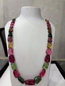 Collier en pierres synthétiques tourmaline bio-couleur, perles en forme de pépites - Product Image 6