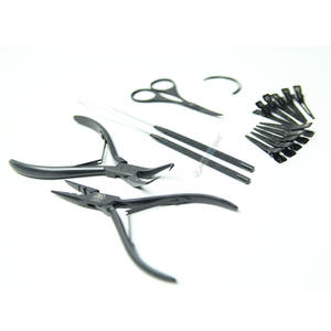 Conjunto de herramientas para extensiones de cabello con reseñas de clientes: Alicates para microenlaces, herramienta de extracción, agujas con bucle, peine de cola, tijeras OEM - Product Image 2
