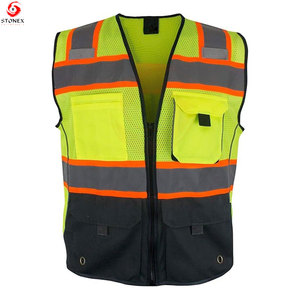 เสื้อกั๊กสะท้อนแสงสำหรับผู้ชาย ANSI Class 2 พร้อมซิปด้านหน้าและกระเป๋าเก็บของหลายช่องสำหรับงานกลางแจ้ง - Product Image 5