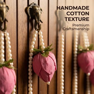 Handmade Artificial Pink Lotus Bud Pearl Bead Wall Decals <b>Garlands</b> Indian Festival Decor Indian Backdrops Ramadan Home Decor - Product Image 5
