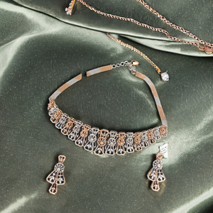 Ensemble collier ras du cou en diamant plaqué rhodium naturel certifié IGI en or blanc 14 carats classique élégant rose - Product Image 4