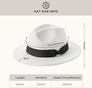 Black Wool Felt Fedora <b>Hat</b> Ribbon <b>Band</b> Adjustable Wide Brim Unisex Classic Style for Party Outdoor Travel - Product Image 4