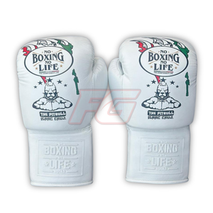 No Boxing No Life Guantes de Boxeo MMA de Cuero Vacuno Personalizados con Cierre de Cordones en los Dedos Completos, Absorción de Humedad y Antideslizantes para Combate - Product Image 2