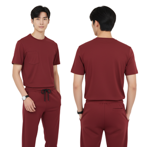 Conjunto de Uniforme Médico Unisex de Spandex/Algodón, Incluye Blusa de Manga Corta y Pantalones Jogger, Diseño Práctico con Bolsillos, para Hospital y Clínica - Product Image 1