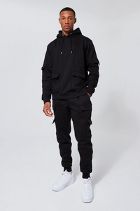 Conjunto Deportivo Informal para Hombre con Bolsillos Tipo Cargo, Sudadera con Capucha, Pantalones Jogger con Logotipo Personalizado, Ropa Urbana de Dos Piezas, Algodón, Otoño - Product Image 4