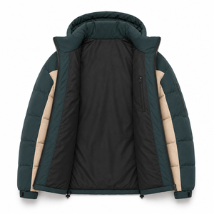 Custom Outdoor Puffer <b>Jacket</b> Winter Padded Construction Protective Hood Embroidered Logo OEM Full Zipper Adjustable Hem Drawcord - Product Image 5