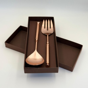 Stainless Steel Salad Server with <b>Copper</b> Finish Set Elegant Handcrafted <b>Handle</b> Serving for <b>Kitchen</b> Dining and Entertaining - Product Image 6