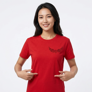 <b>Red</b> Men's Oversized Short Sleeve T-<b>Shirt</b> with Print Regular Fit Casual O-Neck Woven Cotton Eco-Friendly - Product Image 6