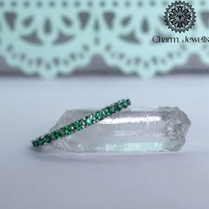 Anillo de Compromiso Charm Jewells con Moissanita, Banda de Eternidad, Plata 925, Chapado en Oro de 14K, Engaste de Garras, Corte Cojín, Clásico para Mujer, Certificado IGI - Product Image 1