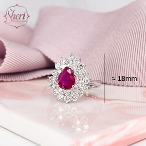 [Sheri Jewels] 18K Solid White Gold Natural Round Brilliant Cut Diamond Ring Mounting - Pear Shape Gemstone Use, for Women - Product Image 2