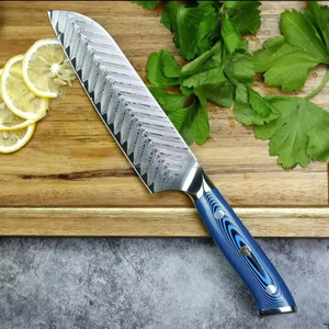 Ensemble de couteaux de cuisine en acier Damas de style japonais, couteaux de chef forgés à la main, manche en bois de noyer, fournisseur d'usine - Product Image 3
