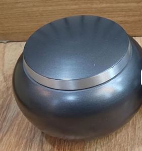 Black Modern Customized Metal Cremation Urn Round Keepsake Jar Personalized Engraved <b>Memorial</b> Container Tabletop Decor - Product Image 1