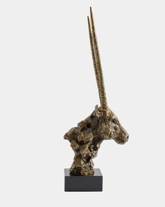 Sculpture de tête d'antilope en bronze, décoration artistique faite à la main pour table, design contemporain pour salon - Product Image 3