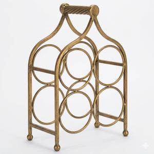 Estante para Botellas de Vino de Hierro Forjado, Soporte de Exhibición de Sobremesa, Acabado Dorado Antiguo, Diseño de Arco Metálico, Organizador de Almacenamiento de Vino Independiente - Product Image 1