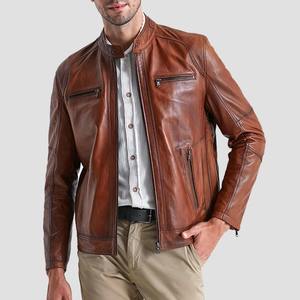 Chaqueta de Cuero Marrón Desgastada Estilo Vintage al por Mayor, Chaqueta de Cuero Genuino para Hombre, Chaquetas de Cuero de Primera Calidad para Hombre - Product Image 4