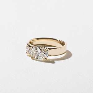 Oval Round Lab Grown Diamond Toi Et Moi Engagement <b>Ring</b> 14k 18k Gold 1.85Carat 4mm <b>Two</b> <b>Stone</b> Bezel Wedding Band Gift For Women's - Product Image 3