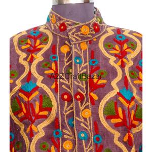 Veste matelassée en coton indien brodé pour femme, automne/hiver, écologique, respirante, séchage rapide, manches longues, longueur normale - Product Image 3