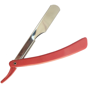 Rasoir à lame unique pliable en acier inoxydable avec manche en plastique rouge, faible MOQ, pour le rasage du visage - Product Image 6