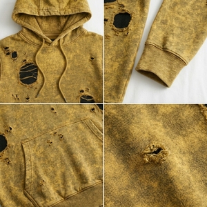 Wholesale Rate Vintage Acid Washed Distressed 100% Cotton Regular Fit Fleece Custom Logo Streetwear Pullover Hoodie Men - Product Image 6