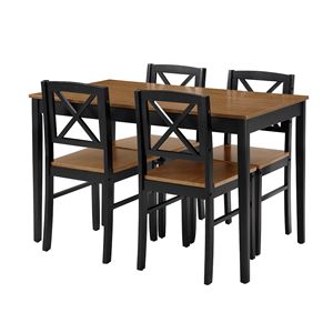 Set da Pranzo in Legno Massello Sostenibile per Casa e Ristorante, Ecologico, Colore Marrone Chiaro con Dettagli in Metallo Nero - Product Image 6