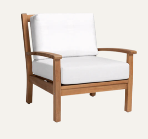 Fauteuil de jardin en teck avec coussin épais résistant aux intempéries, chaise longue de patio moderne et minimaliste - Product Image 2