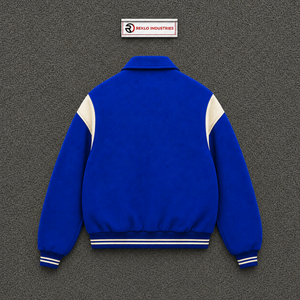 HIGH QUALITY ROYAL BLUE AND CREAM VARSITY <b>JACKET</b> <b>FOR</b> <b>MEN</b> CLASSIC BOMBER <b>BASEBALL</b> STYLE PREMIUM ZIP FRONT CASUAL STREETWEAR TOP - Product Image 6