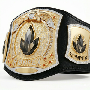 เข็มขัดแชมป์สั่งทำพิเศษ Ronpex International ขายส่ง หนา 1 ซม. ทำจากทองเหลือง ซิงค์ และสายหนัง อุปกรณ์ศิลปะการต่อสู้ - Product Image 5