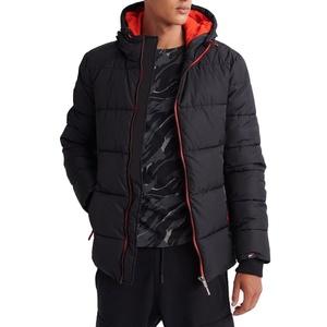 Custom Black Winter Bomber Jacket Men Nylon Wool Breathable <b>Heated</b> Stand Hood Canvas Bubble Pattern Men's Puffer <b>Coat</b> Custom - Product Image 1