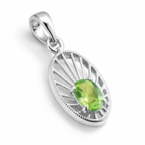 Pendentif tendance en argent sterling plaqué rhodium avec péridot taille ovale – Fait main, cadeau minimaliste POUR ELLE, bijoux d'août - Product Image 3
