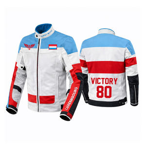 Blouson de motocross personnalisé avec drapeau du Luxembourg, blouson de course moto Luxembourg, blouson de motard 80, blouson de moto respirant en maille avec protection - Product Image 1