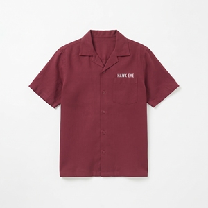 เสื้อเชิ้ตแขนสั้นสีเบอร์กันดี ฮอกอาย ผ้าฝ้าย 100% ระบายอากาศได้ดี ทรงปกติ ใส่ได้ทั้งชายและหญิง เหมาะสำหรับใส่พักผ่อนในฤดูร้อน - Product Image 1