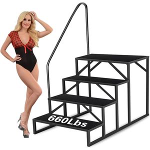 Scaletta per Piscina Rinforzata con Capacità di Carico di 300 kg, Gradini per Camper, Corrimano, Gradini per Vasca Idromassaggio - Product Image 1