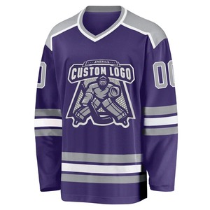 Maillot de hockey personnalisé violet, gris et blanc – Uniformes d'équipe sublimés – Maillot de hockey sur glace respirant en maille sans manches – Personnalisable - Product Image 5